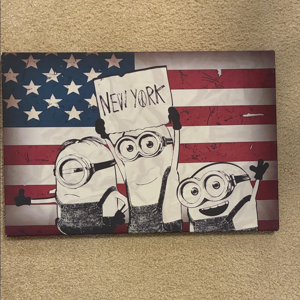 Minions New York Wall Art - Red, Blue, White